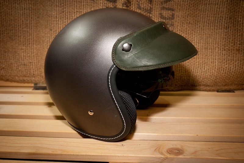 Dreamstation Leather Institute, handmade leather helmet brim. - Other - Genuine Leather Green