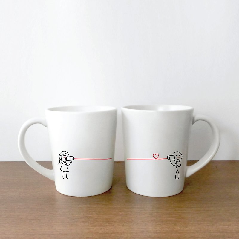 'Say I Love You Too' Boy Meets Girl couple mugs by Human Touch - Mugs - Clay White