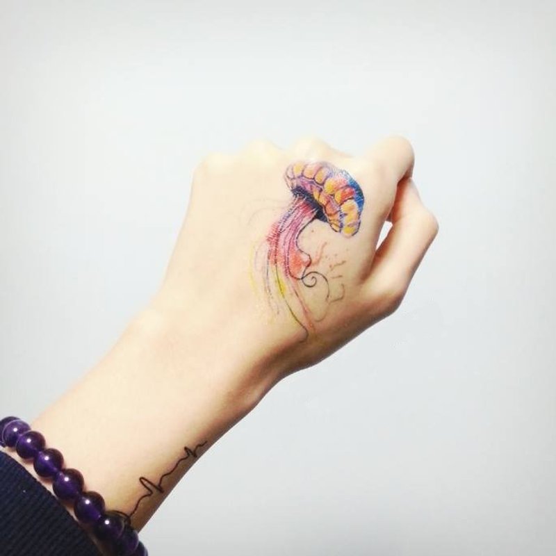 水母 紋身貼紙 (Jellyfish Tattoo Sticker) - 紋身貼紙/刺青貼紙 - 防水材質 多色