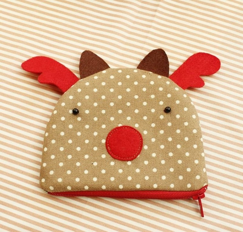 [Ten wooden meters. Lorenza] Christmas gift Christmas elk Purse - Coin Purses - Other Materials Red