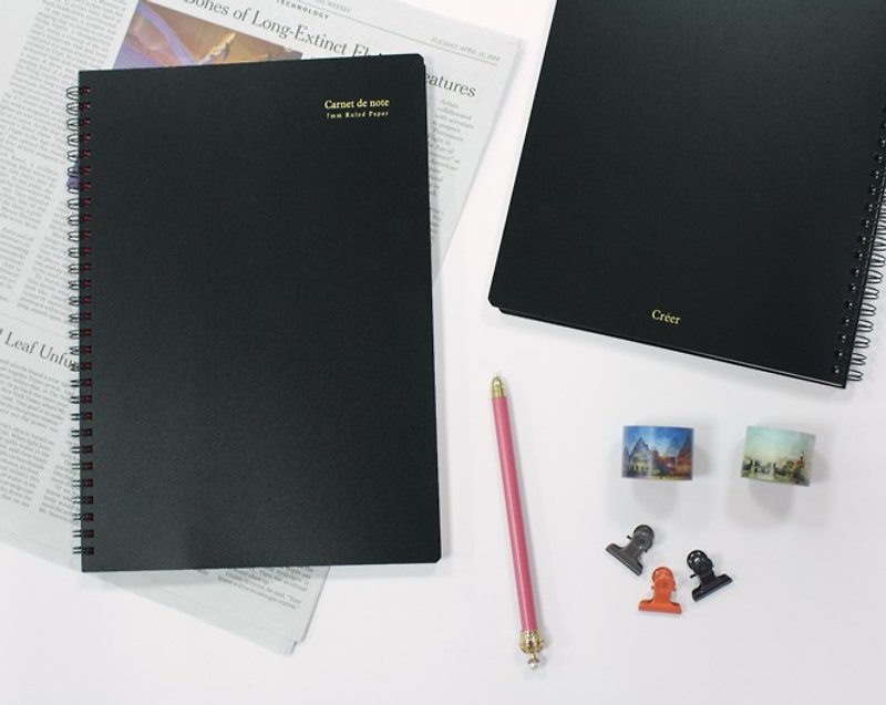 [Creer] B5 / 18K double coil horizontal pad notebook (80 photos) - Notebooks & Journals - Paper Black