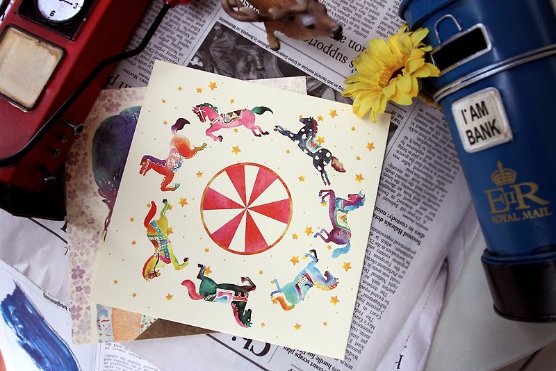 Merry-go-round card---the beauty comes from the art Minervac integrated into life - Cards & Postcards - Paper Multicolor