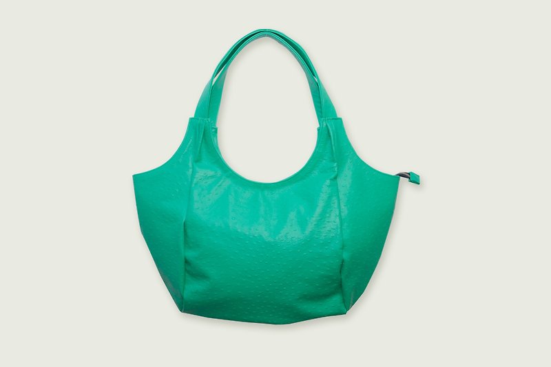Six-piece three-dimensional cut bag! Saddle bag / half-moon bag handmade product - กระเป๋าแมสเซนเจอร์ - หนังแท้ สีเขียว