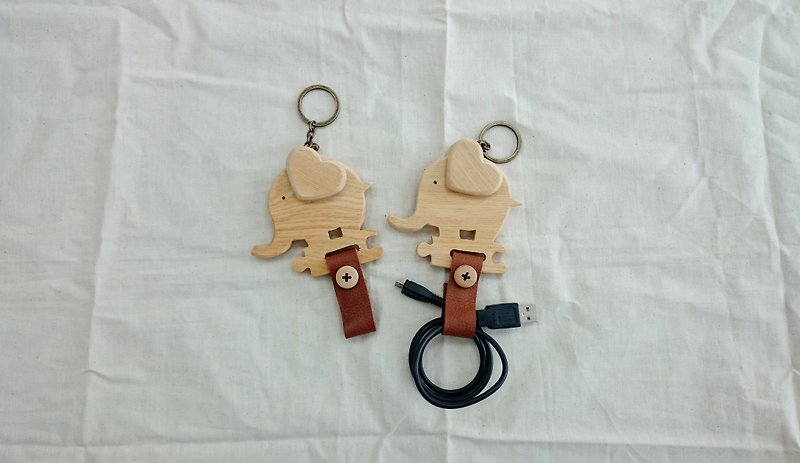 大象集線鑰匙圈 - 鑰匙圈/鑰匙包 - 木頭 多色