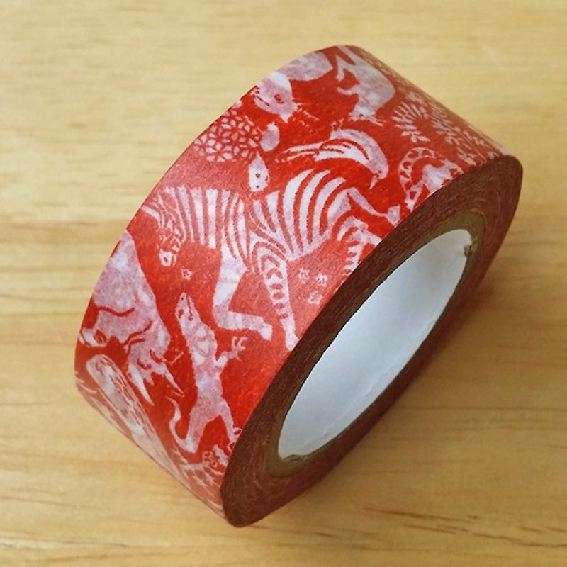 倉敷意匠 x Mihani工房 和紙膠帶【同伴-橘紅 (13101-04)】 - 紙膠帶 - 紙 紅色