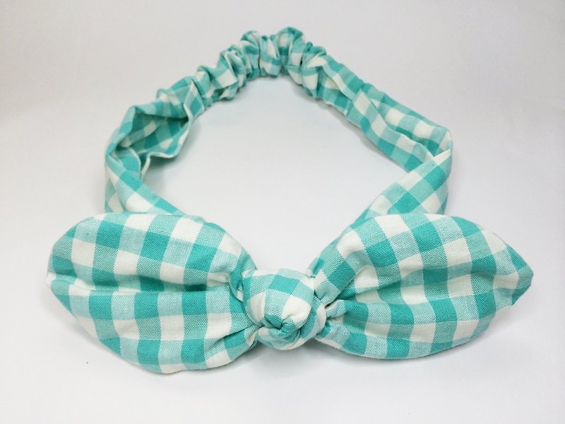Light green plaid ribbon - Hair Accessories - Other Materials Green