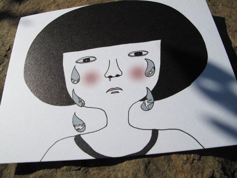 You want to cry, I'll accompany you to tears ☉ postcard (out of print) - การ์ด/โปสการ์ด - กระดาษ สีดำ
