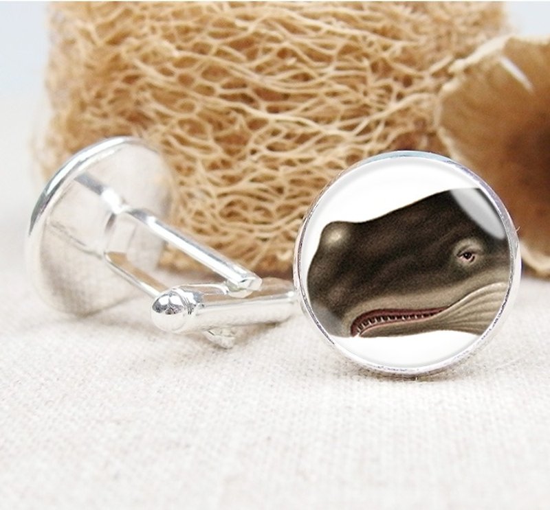 Happy Killer Whale-Cufflinks/Shirt Accessories/Birthday Gift【Special U Design】 - Cuff Links - Other Metals Brown