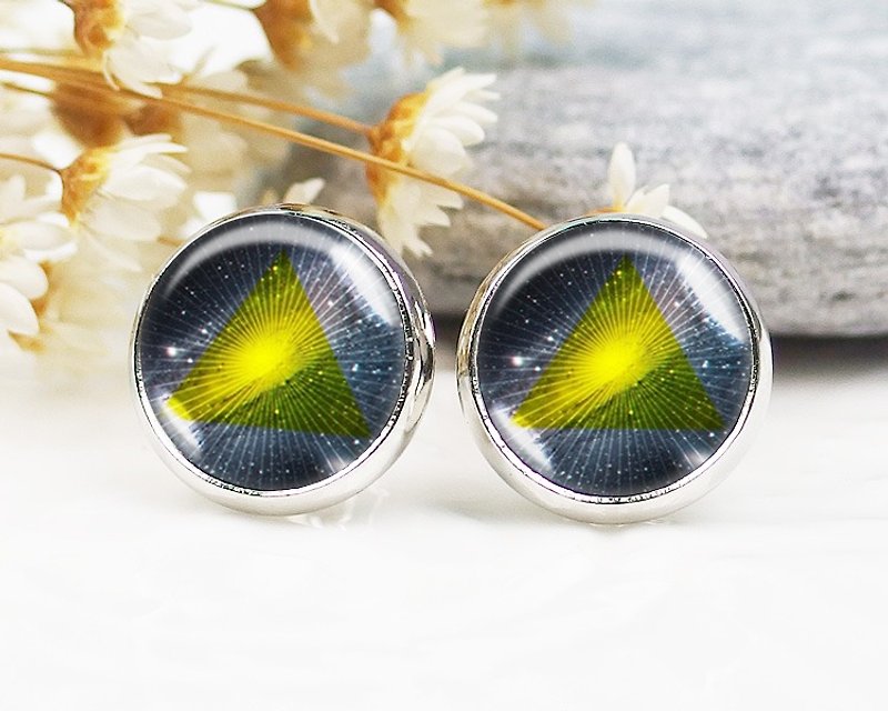 Geometry-clip-on earrings︱ear acupuncture earrings︱small face modification fashion accessories︱birthday gifts - Earrings & Clip-ons - Other Metals Yellow