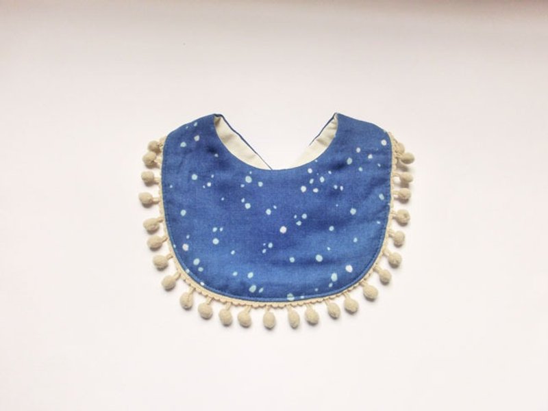 Gauge Cotton Bib / Indigo Blue  Dots - ผ้ากันเปื้อน - วัสดุอื่นๆ สีน้ำเงิน