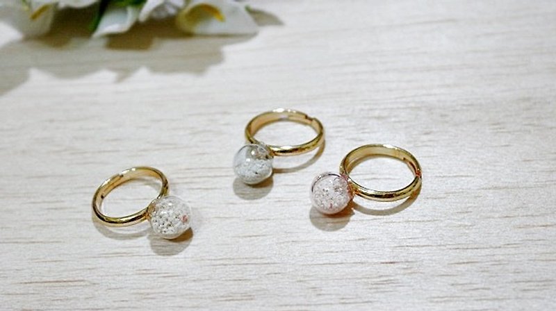 <Nansha Sand>-Creative Glass Ball Memorial Ring - - General Rings - Other Metals White