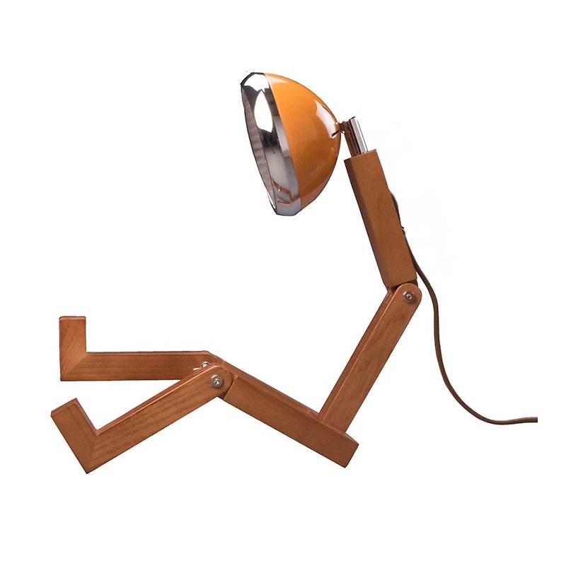 Soyee designed robot light G9 bulb 梣 wooden table lamp _ McLaren orange - Lighting - Wood Multicolor