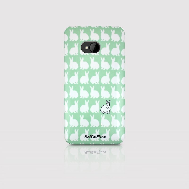 (Rabbit Mint) Mint rabbit phone shell - little rabbit pattern series HTC One M7 (P00066) - Phone Cases - Plastic Green