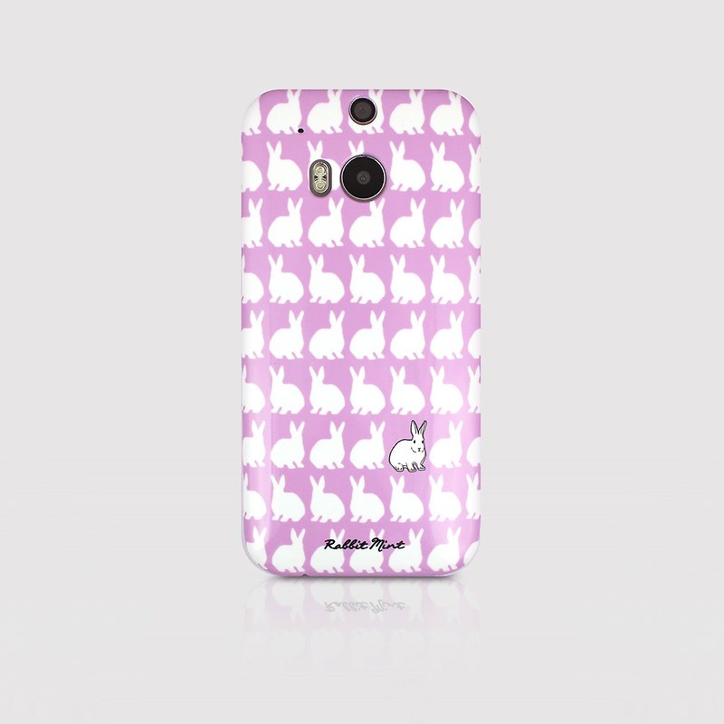 (Rabbit Mint) Mint Rabbit Phone Case - purple bunnies pattern Series - HTC One M8 (P00072) - Phone Cases - Plastic Purple