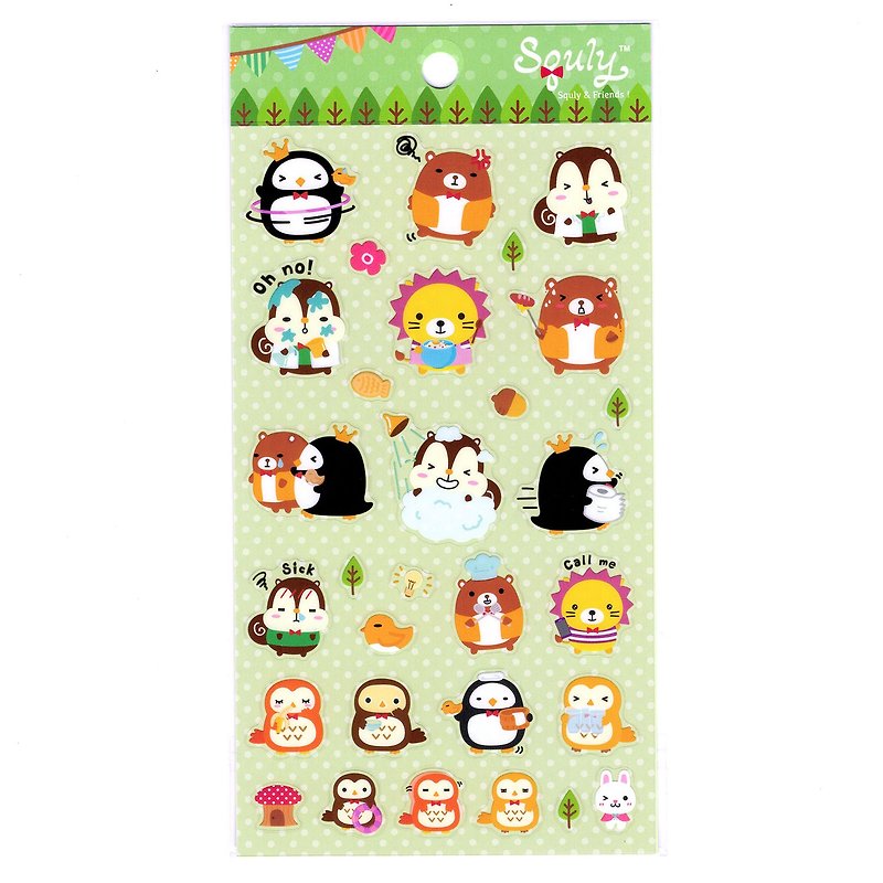 Squly & Friends Forest Life Style Theme Sticker (E009SQS) - สติกเกอร์ - พลาสติก สีเขียว