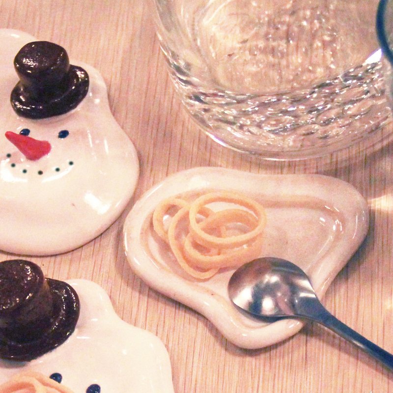 Snow-melted small trey【 The series of " Snowy " 】 - Small Plates & Saucers - Pottery White