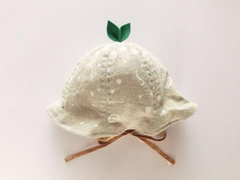 Grow Up  Leaf Hat for Baby & Toddler /Hand-painted fabric/ Leaves and Nu - Bibs - Cotton & Hemp Gold