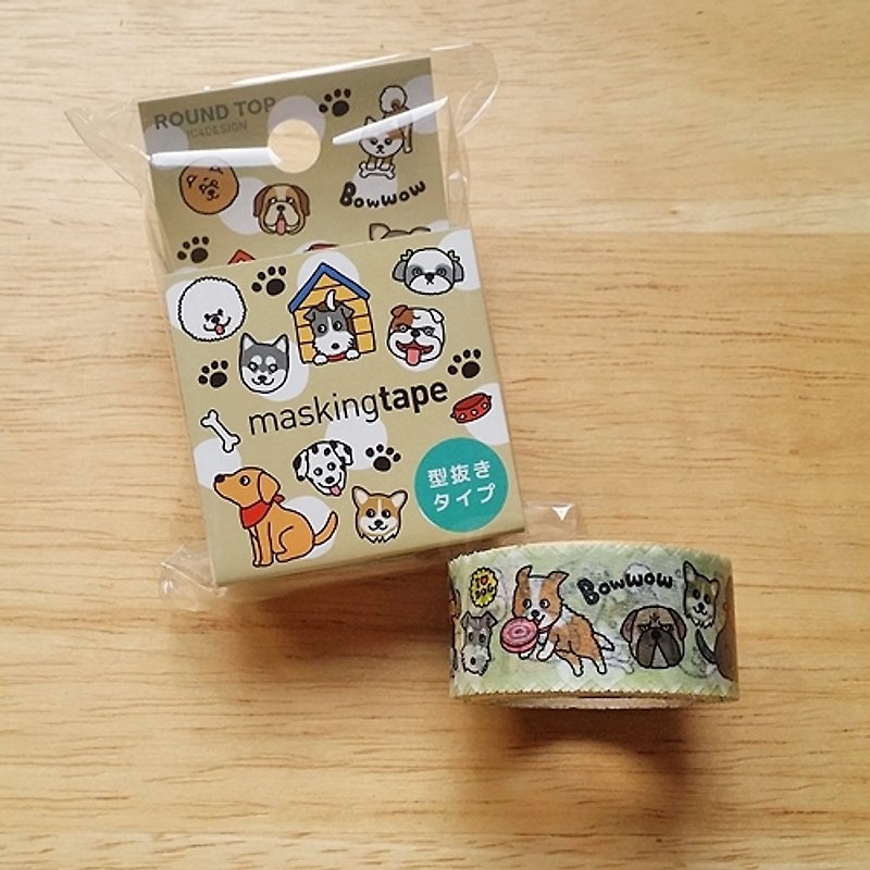 ROUND TOPレースと紙テープ第二爆弾[吠える犬（RT-MK-023）]コーギーVIP柴犬 - マスキングテープ - 紙 カーキ