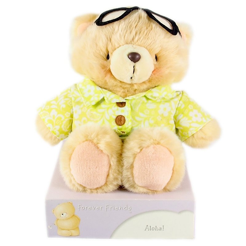 8 inches/Hawaiian fluffy bear [Hallmark-ForeverFriends fluff-cross dress series] - Stuffed Dolls & Figurines - Other Materials Green