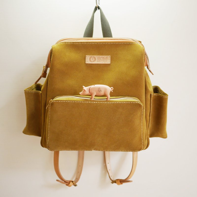 Spring Inoguchi gold Backpack - Backpacks - Genuine Leather Green