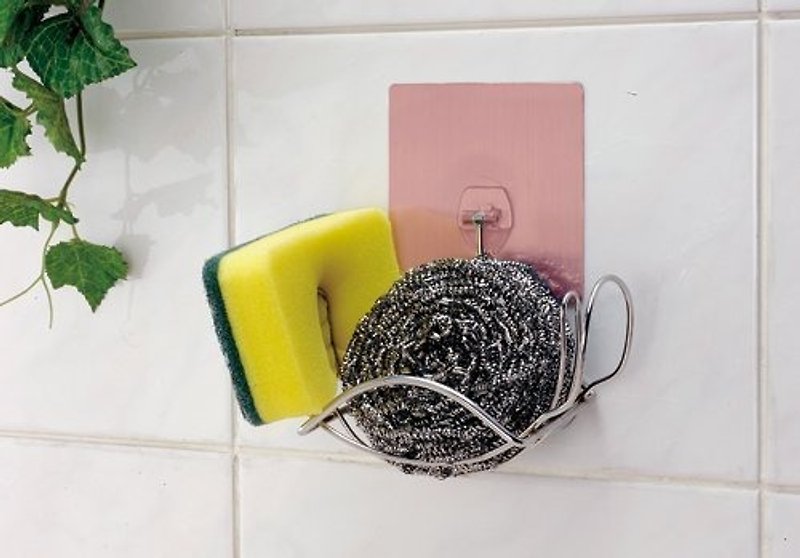 Symmetrical design, Stainless Steel vegetable melon cloth rack, and the steel brush are stored together, the exclusive revolutionary sink basket (new generation free drilling and sticking series) - Items for Display - Other Metals Gray