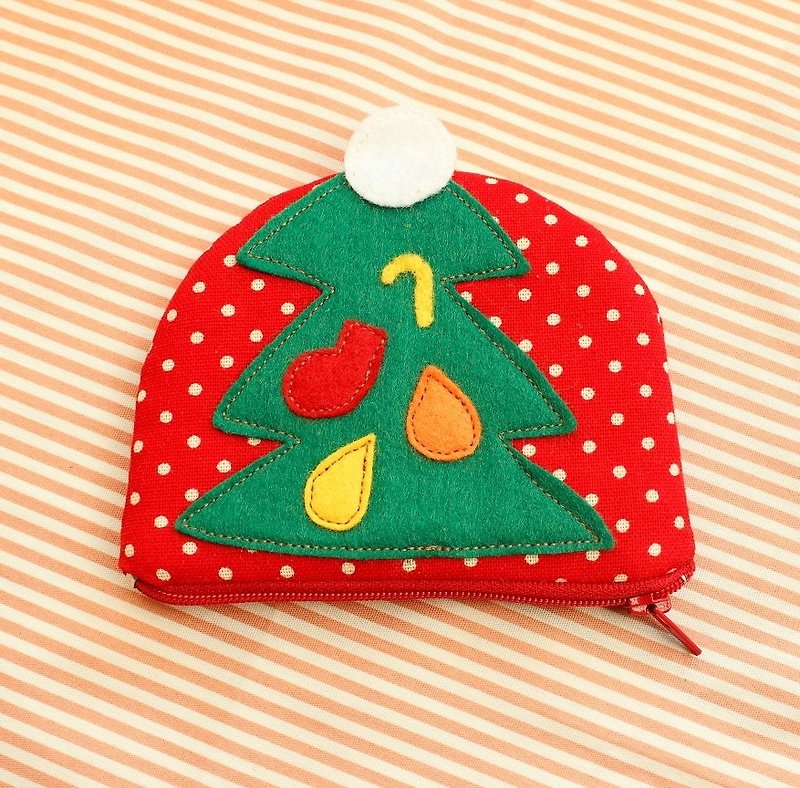 [Ten wooden meters. Lorenza] Merry Christmas purse tree / Christmas gift bags of small objects - Coin Purses - Other Materials Red