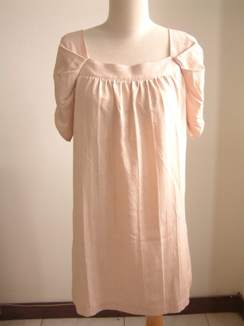 素色典雅洋裝(粉橘) - 洋裝/連身裙 - 其他材質 