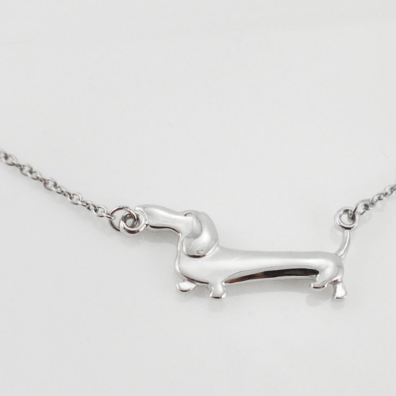 真央Haizi  - ソーセージ犬ペットのチェーンネックレスの鎖骨文化的、創造的な手作りのジュエリー - 腸の腸の誇り - ネックレス・ショート - 金属 ホワイト