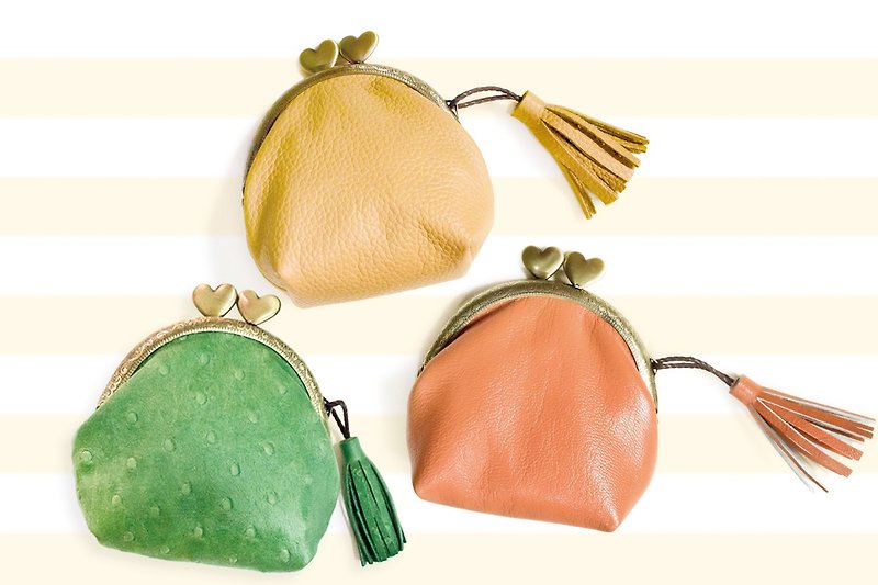 Frame Purse / purse/Decorative tassels - Coin Purses - Genuine Leather Orange