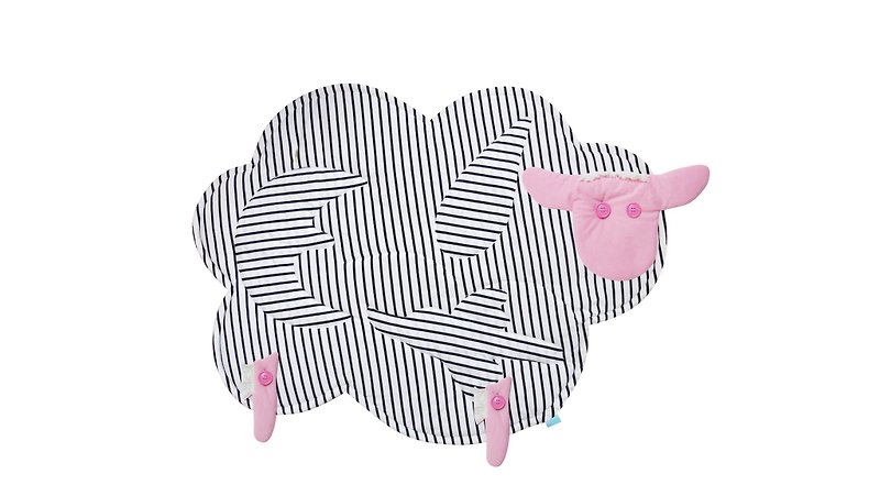 CLARECHEN Pink Sheep Blanket_Organic Stripes - ผ้าปูที่นอน - ผ้าฝ้าย/ผ้าลินิน สึชมพู
