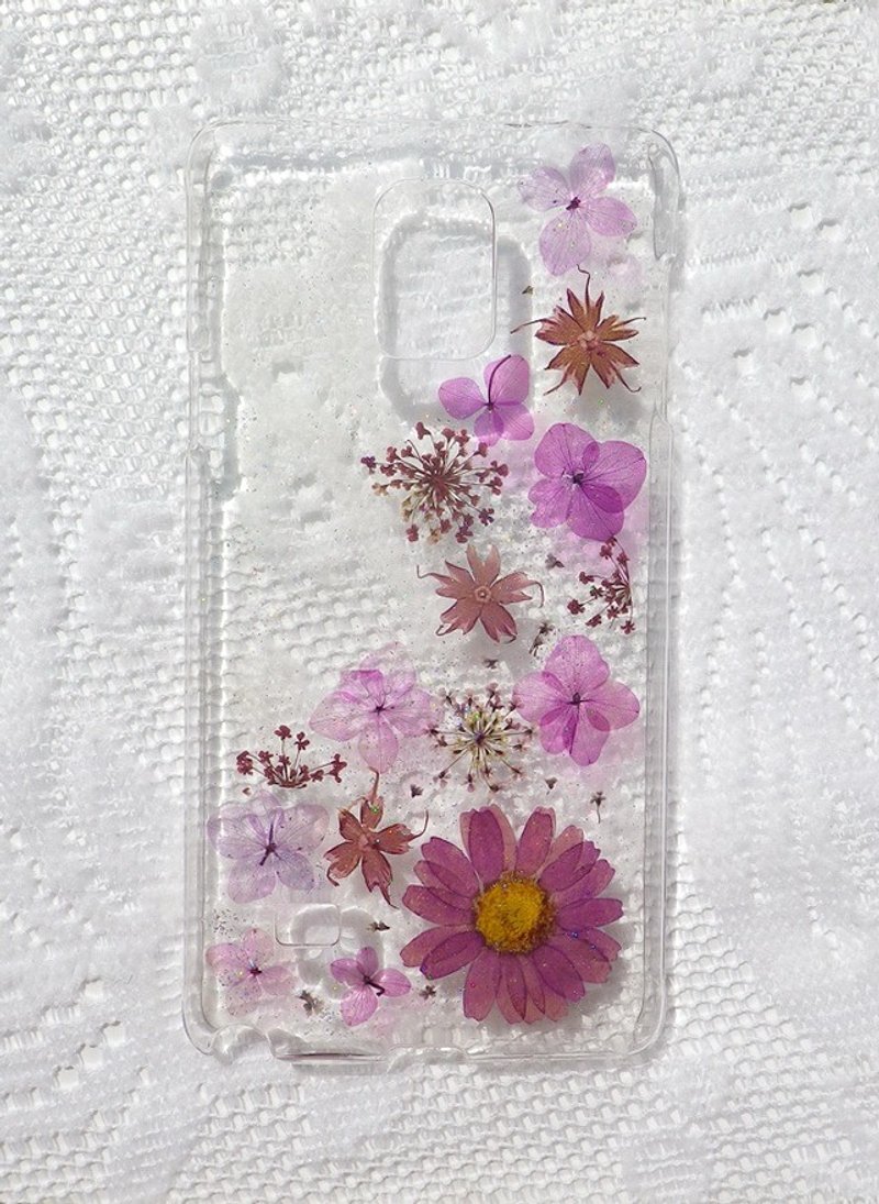 Anny's workshop手作押花手機保護殼，適用於Samsung Galaxy Note 4 case，紫色浪漫 - 手機殼/手機套 - 塑膠 紫色