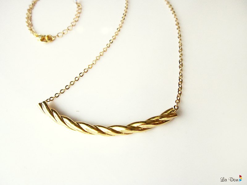 // La Don // [smile spiral gold necklace] - สร้อยคอ - โลหะ สีทอง