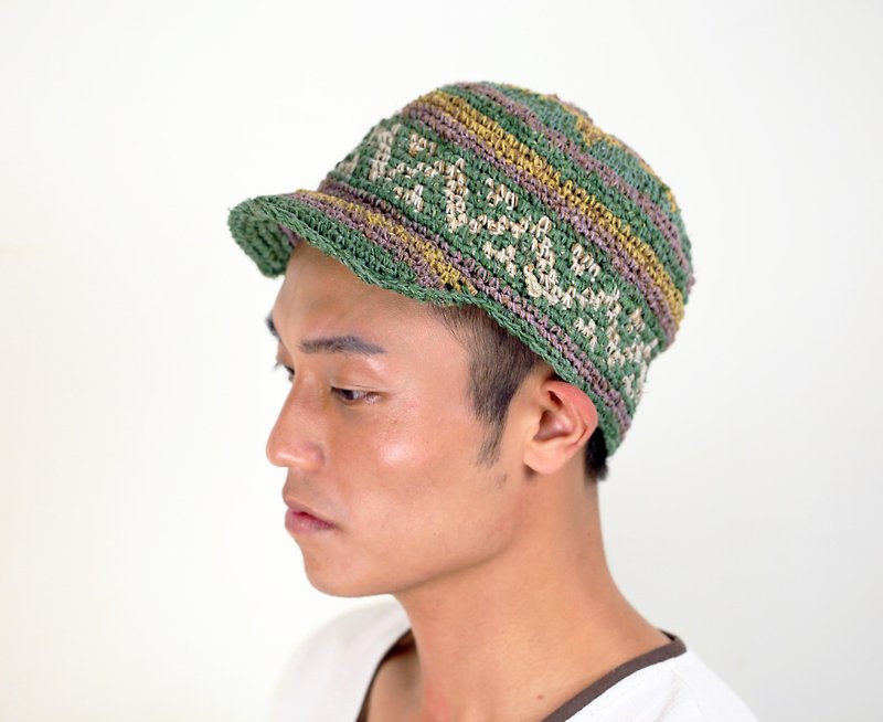 GOHEMPクミンカラフルニット野球帽（緑） - 帽子 - その他の素材 グリーン