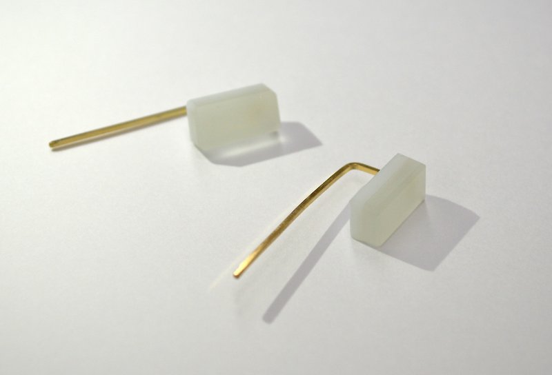 Glass stick earrings - Earrings & Clip-ons - Glass White
