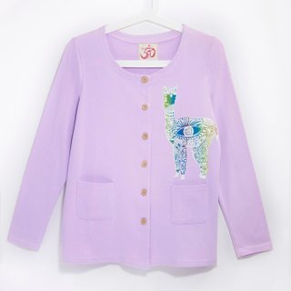Hand-feel Cotton Wood Button Textured Jacket-Peruvian Alpaca (Fresh Pink Purple)