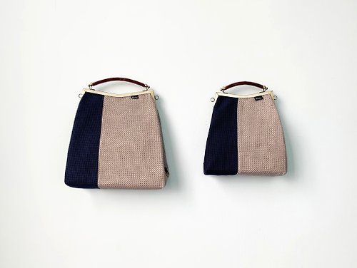 wahr 駝與藍立體編織 梯形口金包 側背包 後背包 肩背包 鏈條包 手提包