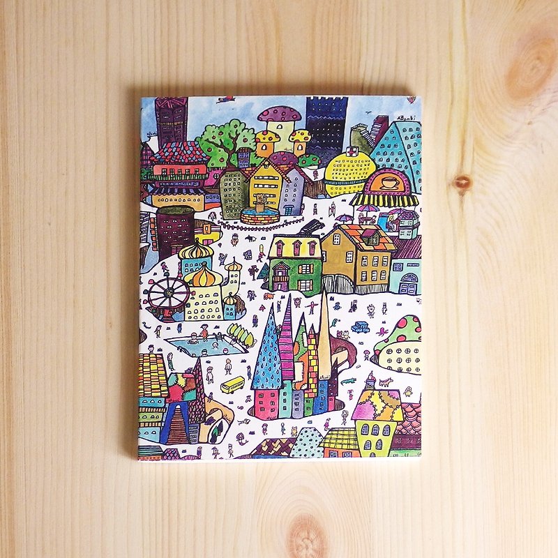 空白の小さなノートの奇妙な街 - ノート・手帳 - 紙 ブルー