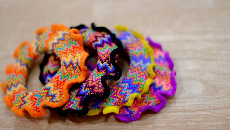 甜甜圈 髮圈 4個一組 花樣民族風系列 - 髮飾 - 其他材質 