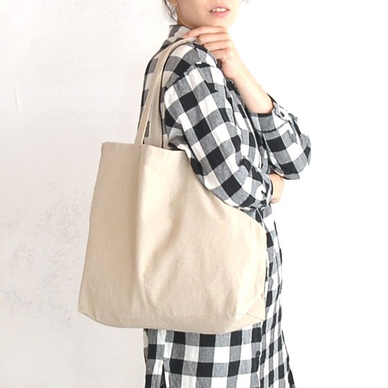 【素面款】米色帆布橫式側背包_台灣製帆布包 - 側背包/斜孭袋 - 其他材質 白色