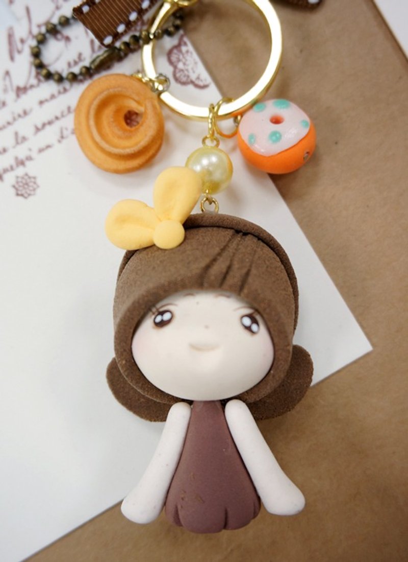 Koli girl doll handmade necklace strap Multifunction - สร้อยคอ - วัสดุอื่นๆ สีเหลือง