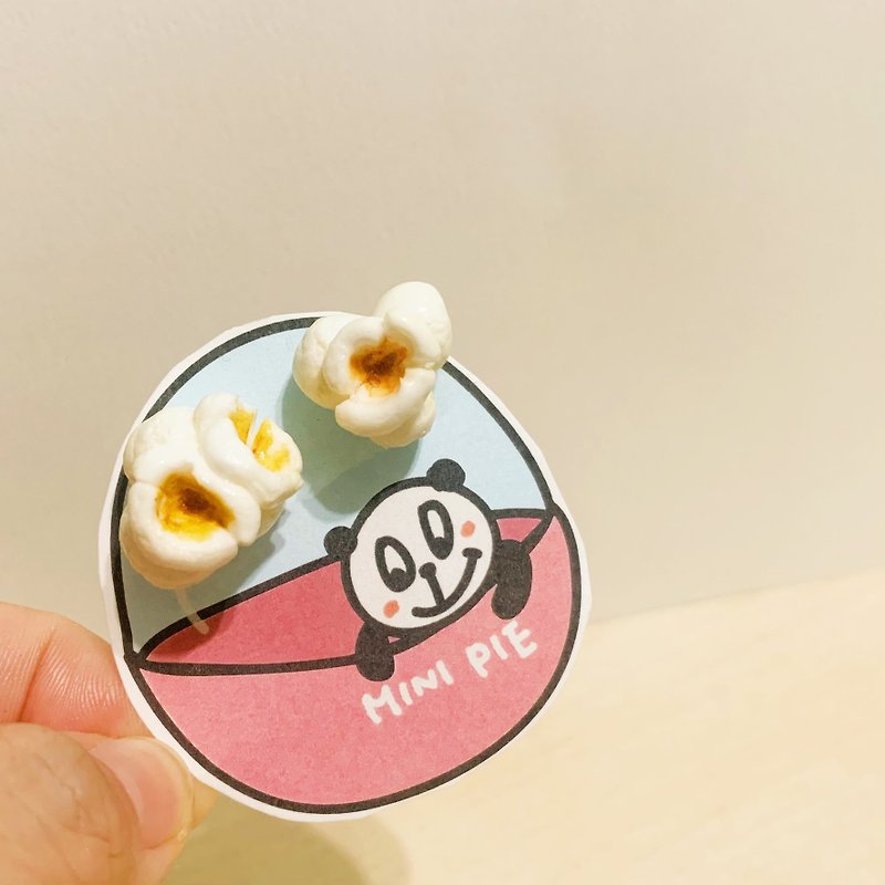QQ Popcorn Earrings Set (Two Sets) (can be changed to Clip-On) - ต่างหู - ดินเหนียว หลากหลายสี