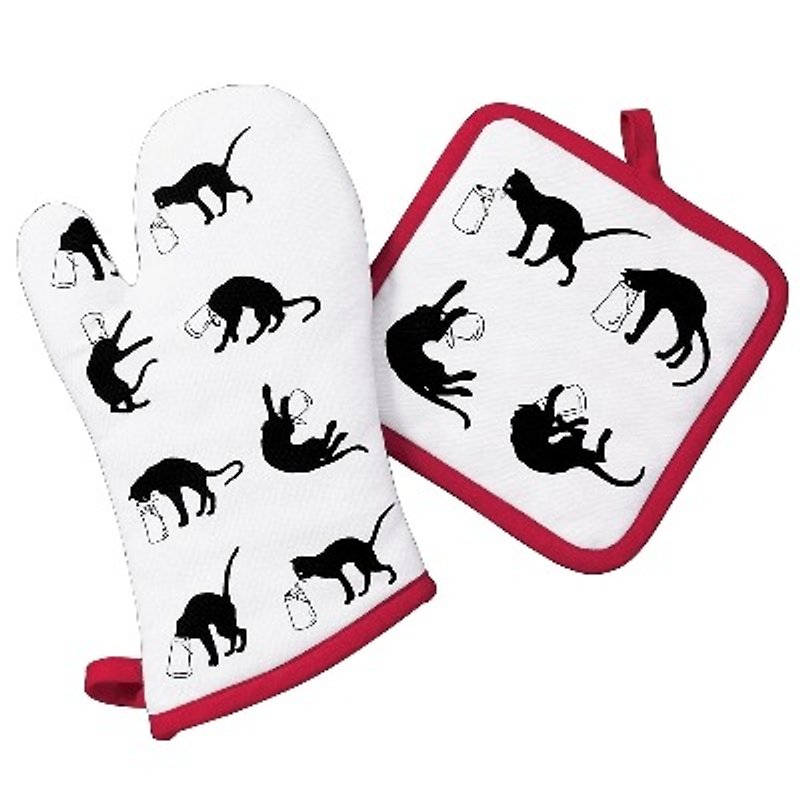 Shitan Lin black cat. Insulated gloves and cloth potholder - Cookware - Other Materials Multicolor