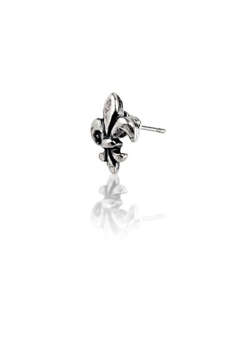 Solo Iris Earrings 古銀色鳶尾花圖騰耳環飾品 - 耳環/耳夾 - 其他金屬 灰色