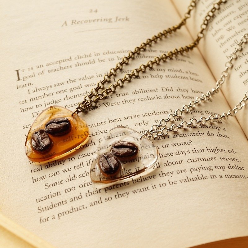 Pick Coffee necklace - special material - beans necklace - pick modeling - real coffee beans Creation - สร้อยคอ - วัสดุอื่นๆ สีนำ้ตาล