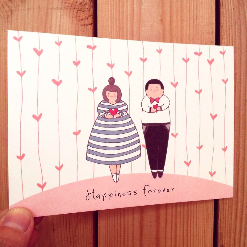 Postcard-Happiness Forever - การ์ด/โปสการ์ด - กระดาษ สึชมพู