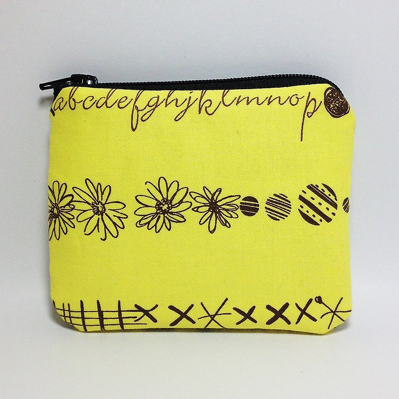Casual graffiti yellow flower purse - กระเป๋าใส่เหรียญ - วัสดุอื่นๆ สีเหลือง