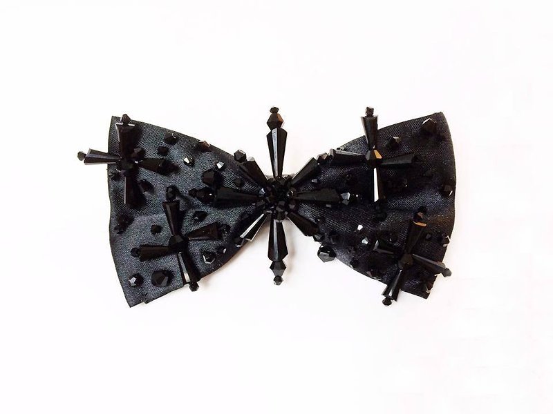 Black crystal cross bow tie Bowtie - เนคไท/ที่หนีบเนคไท - วัสดุอื่นๆ 