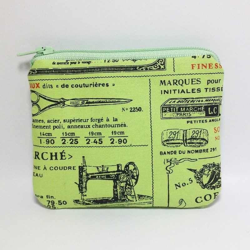 Retro tailor newspaper Purse - กระเป๋าใส่เหรียญ - วัสดุอื่นๆ สีเขียว