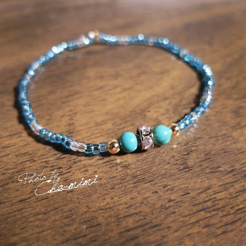 Cha mimi。天然石。 土耳其的海洋 滾輪細鏈-限量 - Bracelets - Other Materials Blue