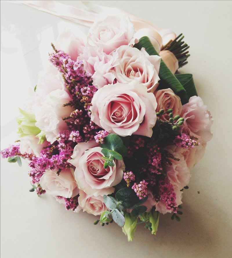 私は瞬間を夢私の結婚式のコレクション_ _ピンクのカスタムブライダルブーケ - ブローチ - 寄せ植え・花 ピンク